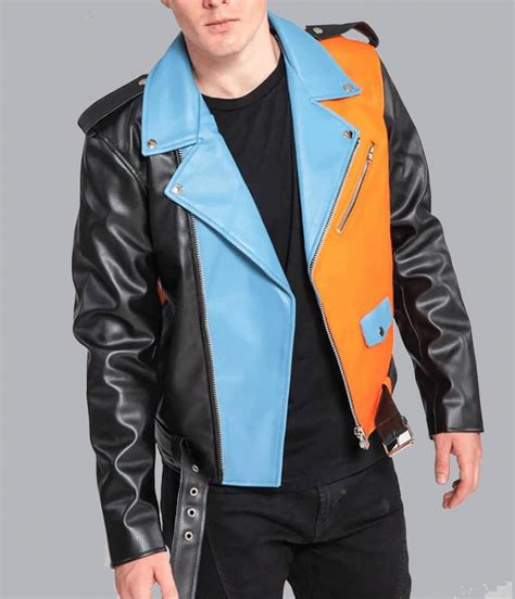Mens Asymmetrical Zipper Moto Style Leather Jacket A2 Jackets