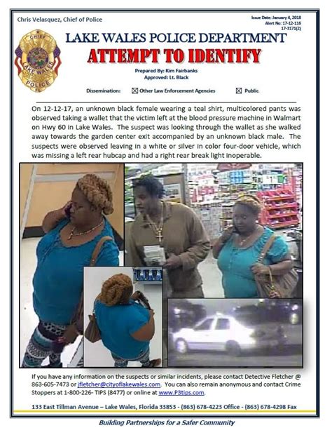 Lake Wales Police Asking For Public Assistance Identifying Suspect