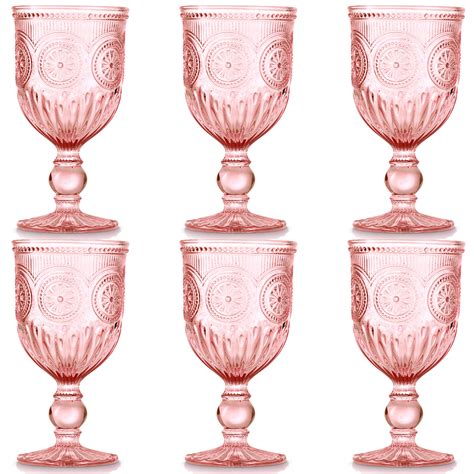 Buy Pink Wine Glasses Set Of 6 Pink Goblets The Perfect Pink Glassware For Bridesmaid Glassware