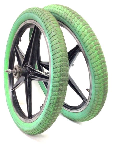 Apse 20 Bmx Mag Wheels With Green Tires Dyno Gt Haro Schwinn For 20
