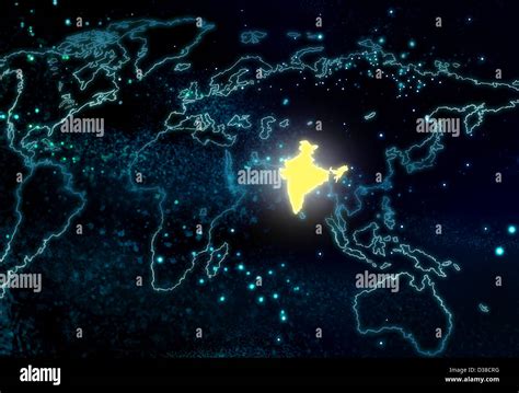 Illustrative Image Of World Map With India Highlighted Stock Photo Alamy