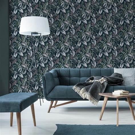 Superfresco Easy Leaves Exotique Dark Green Wallpaper Sample In The