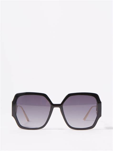 Dior Oversized Square Acetate Sunglasses In Black Gold Modesens