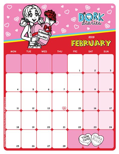 February Calendar Valentine Chocolates Dork Diaries