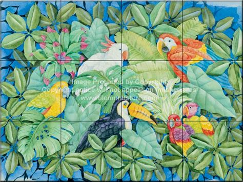 Tiles With Tropical Birds Tropical Birds Tile Mural