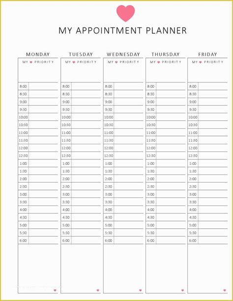 Free Weekly Appointment Calendar Template Of Appointment Book Templates