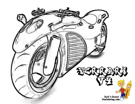 Cute and funny coloring page of a motorcycle. Cool Coloring Motorcycles | Motorcycles | Free Coloring ...