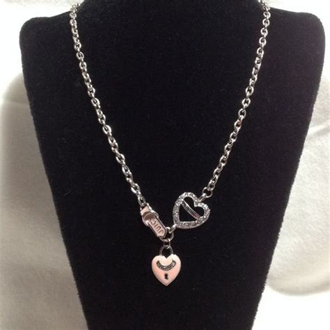 Juicy Couture Silver Necklace 2 Hearts And A Buckle Juicy Couture