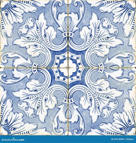 Vintage Portuguese Blue Tiles Stock Photo Image 33218990