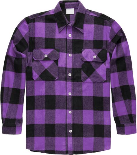 purple extra heavyweight brawny buffalo plaid flannel shirt casual shirts