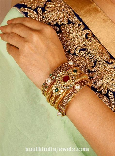 Gold Antique Bangle From Manubhai Jewellers South India Jewels