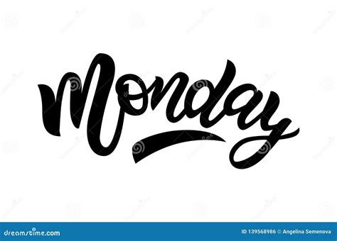 Monday Hand Drawn Calligraphy Lettering Phrase Vector Illustration