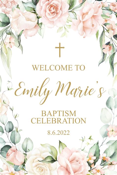 Baptism Welcome Sign Girl Baptism Decorations Blush Pink Etsy