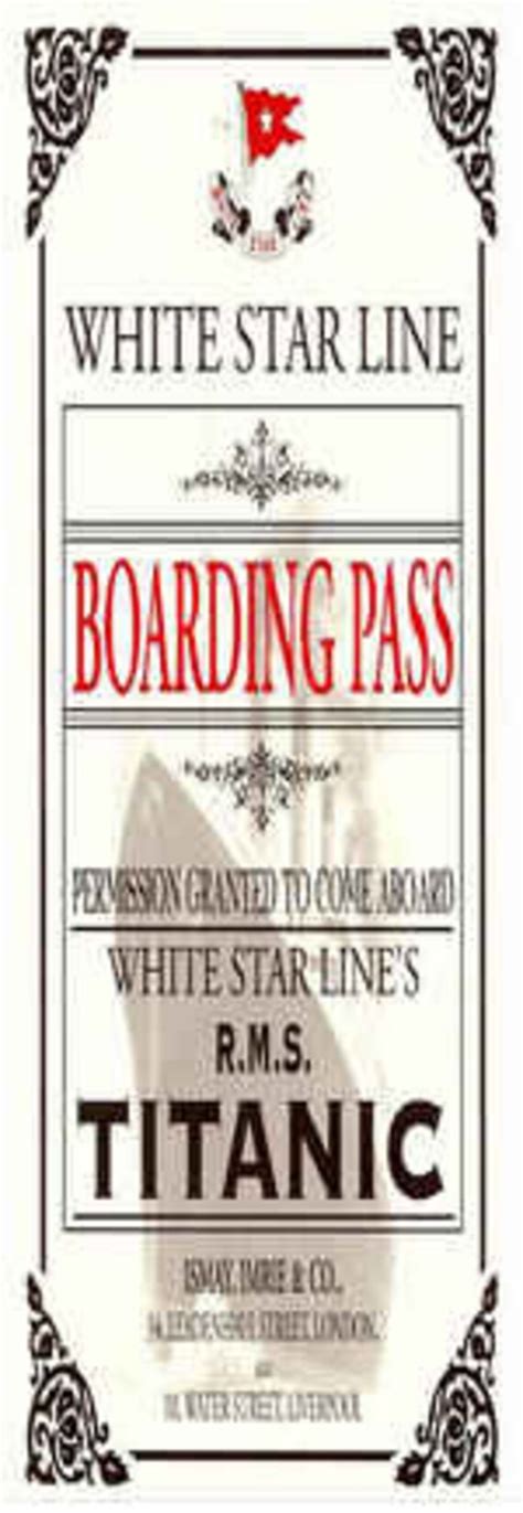 Titanic Boarding Pass Bookmark Etsy