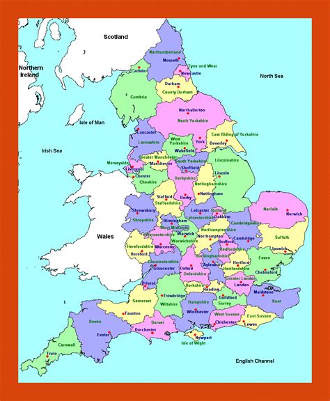 Highly Detailed Political Map Of England With Regions And Their My