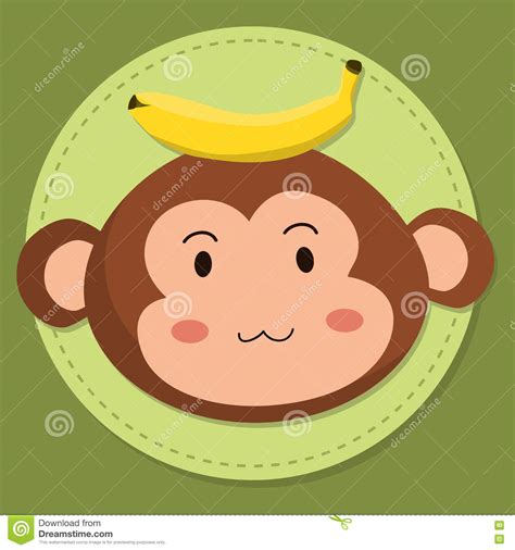Cute Monkey Head Cartoon Vector Stock Vector