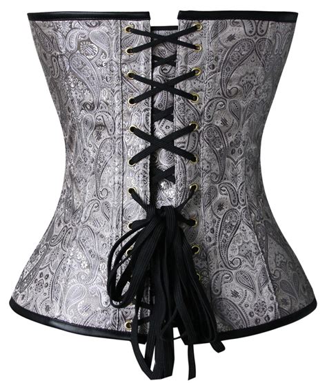 steampunk vintage black steel bone faux leather zipper overbust corset n10248