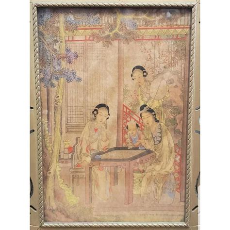 Early 19th Century Chinese Women Playing Weiqi Framed Silk Painting