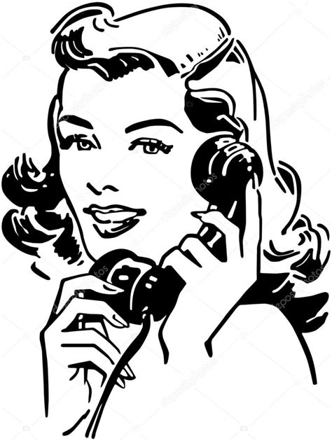 Vintage Woman Talking On The Phone Stock Vector By ©retroclipart 56691211