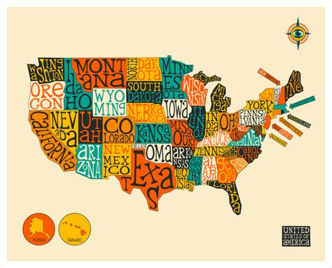 United States Map Art Prints By Jazzberry Blue Artsider