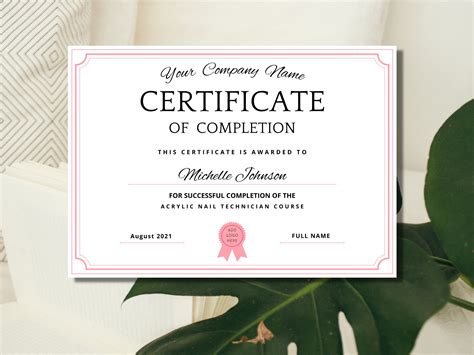 certificate of completion canva certificate template
