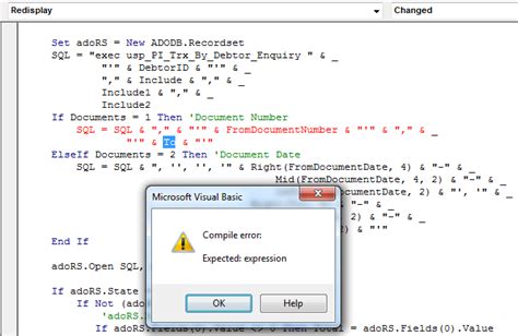 Vba Compile Error Expected Expression Azurecurve