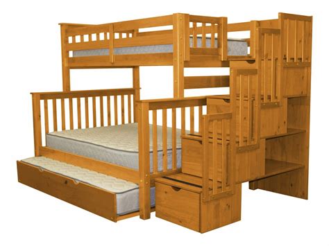 Trundle bed is not attached to dorma bed and can be wheeled anywhere that space permits. Bedz King Stairway Twin over Full Bunk Bed with Trundle ...