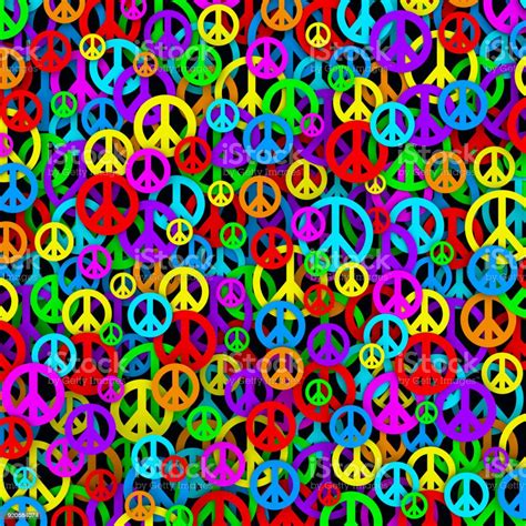 Colorful Background Made Of Peace And Love Symbols Stock Illustration