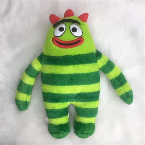Yo Gabba Gabba Plush Brobee Green Striped Soft Monster Stuffie Stuffed