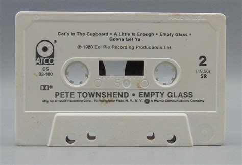 Empty Glass Pete Townshend Audio Cassette 1980 Atco Cs 32 100
