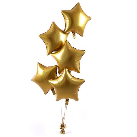 Buy 5 Gold Stars Stars Balloon Bouquet Delivered Inflated For Gbp 19