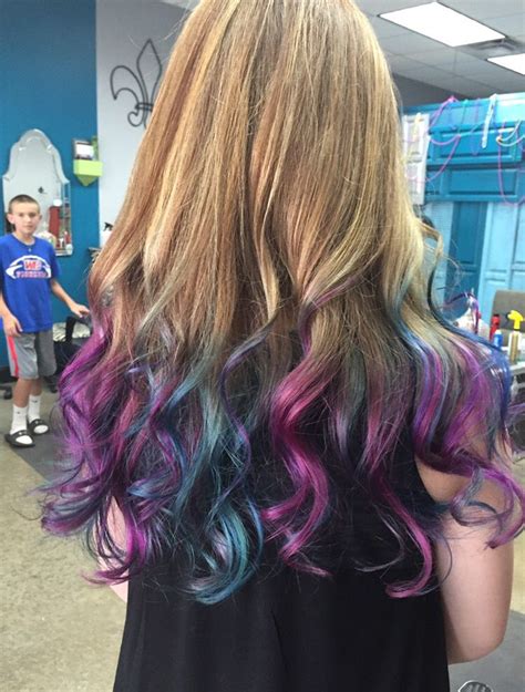 Let the dye sit for at least 45 minutes to an hour. Purple, blue, and turquoise dip-dye! Twisted Salon in ...
