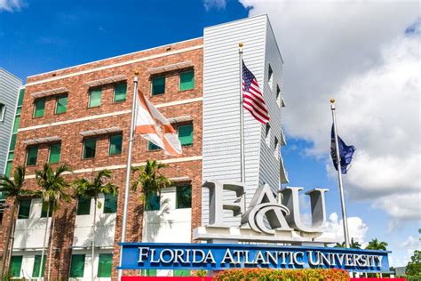 Florida Atlantic University Entrance And Trademark Logo Editorial Image