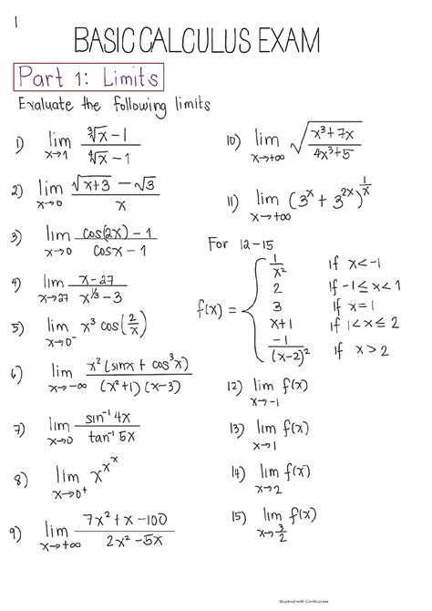 Solution Basic Calculus Solved Problems Studypool