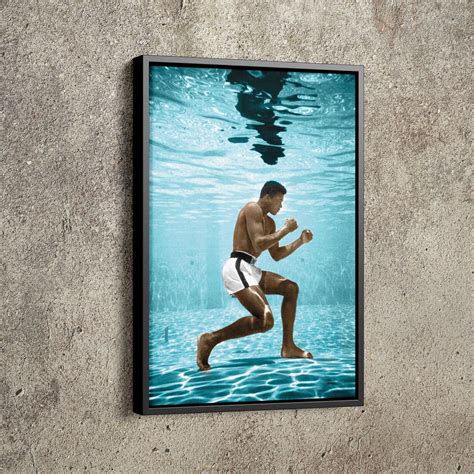 Muhammad Ali Underwater Poster Boxing Hand Made Posters Canvas Etsy