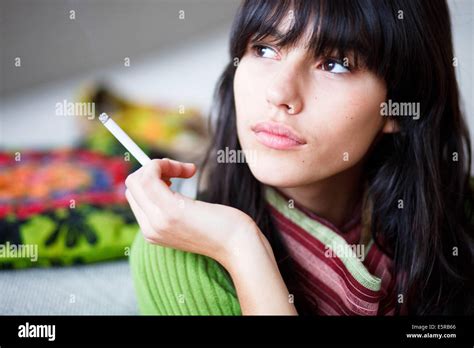 Teenage Girl Smoking Cigarette Stock Photo Alamy