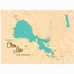 Clear Lake California Map Vintage-Style Art Print by Lakebound (18" x ...