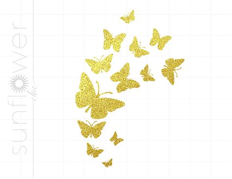 Floating Butterflys Druck Und Cut Png Download Gold Glitzer Etsyde