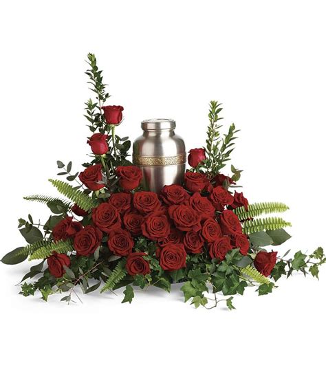 Red Roses Funeral Flower Arrangements Flower Urn Funeral Floral