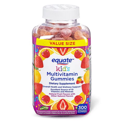 Equate Kids Multivitamin Gummies For General Health Natural Fruit 300