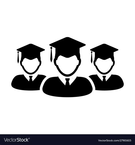 Graduation Icon Male Group Students Person Vector Image