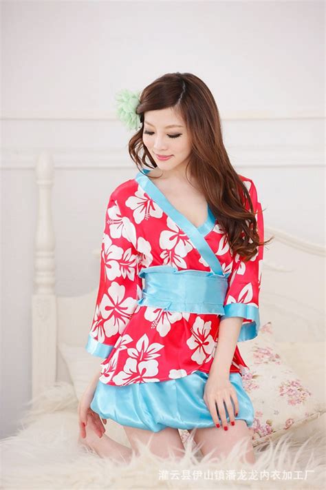 Charming Floral Printed Kimono Robe Women Short Nightgown Bathrobe With