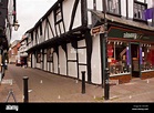 Mercado de la ciudad medieval de Leominster, Herefordshire, Inglaterra ...
