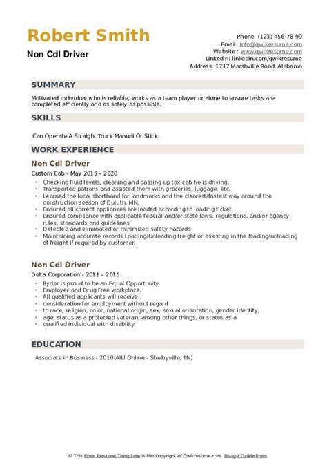 Dying light the following how to level up driving skill fast. Non Cdl Driver Resume Samples | QwikResume