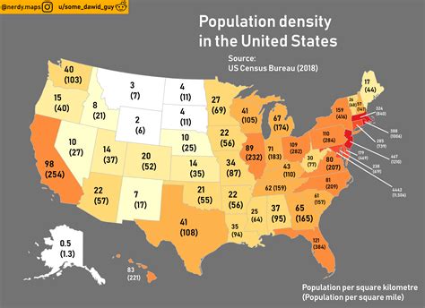 Population Density In The United States By State Oc R Mapporn