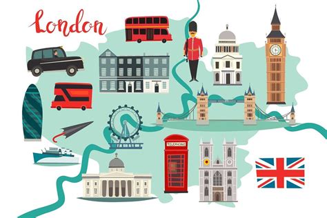 London map and London set art | London map, London, London ...