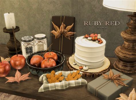 October Sims 4 Autumn Decoration Set 秋天物件組 Free Ruby Red Sims