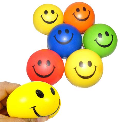 Wholesale Lot 12pcs Happy Smiley Face Stress Relief Bouncy Squeeze Ball