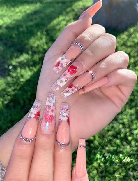 I am using red as. Special Flower Acrylic Coffin Nails Art Designs For Summer 2020 - Lily Fashion Style
