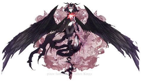 Black Hair Demon Horns Mana 291 Original Pixiv Fantasia Red Eyes Wings Konachan